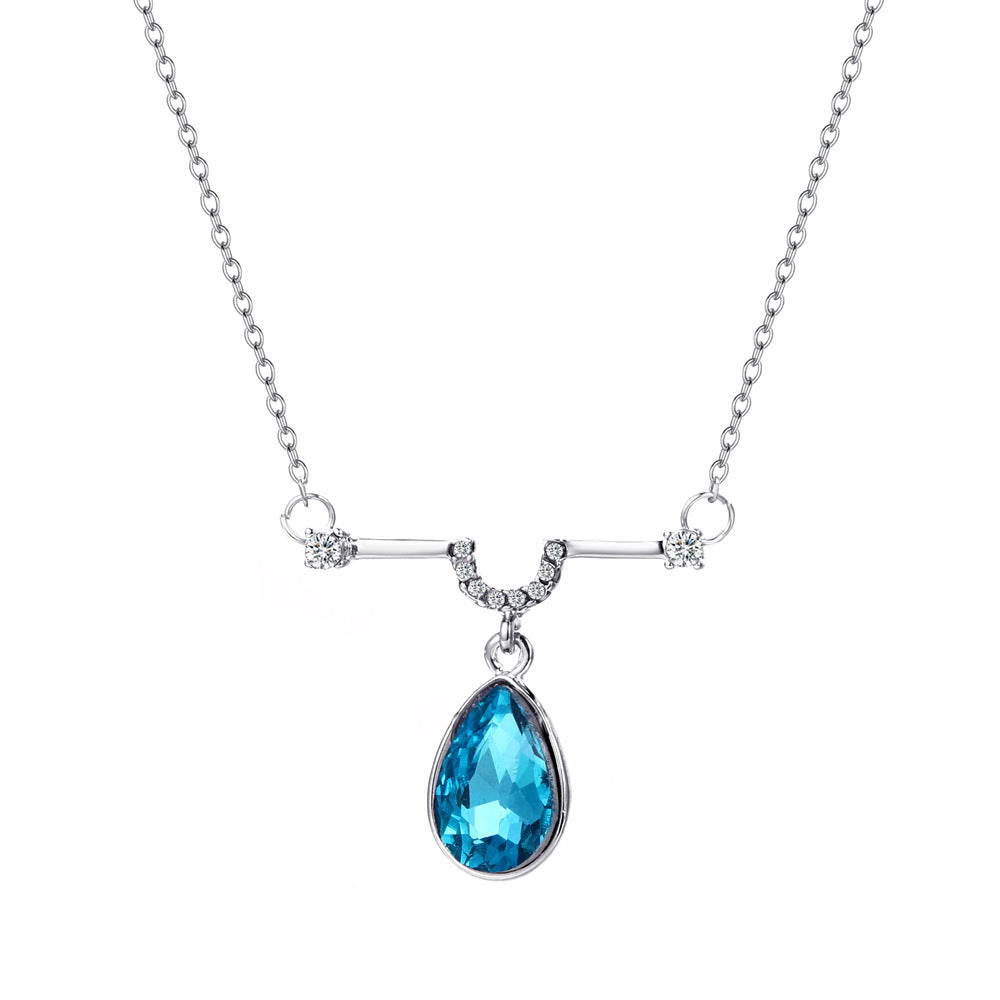 Simple and cold zircon pendant necklace fashion five-pointed star key cat clavicle chain niche design