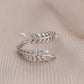 Personality adjustable stainless steel open ring simple feather leaf titanium steel ring jewelry female