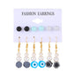 Ins color butterfly heart earring set fashion pearl flower mushroom earring six-piece set trendy