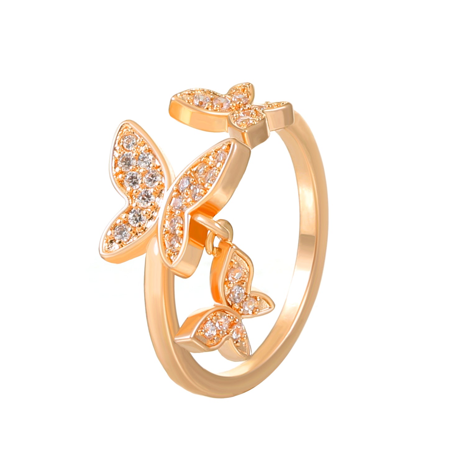Beautiful Butterfly Ring Sweet Micro-inlaid Zircon Open Ring Exquisite Ladies Hand Jewelry Index Finger Ring