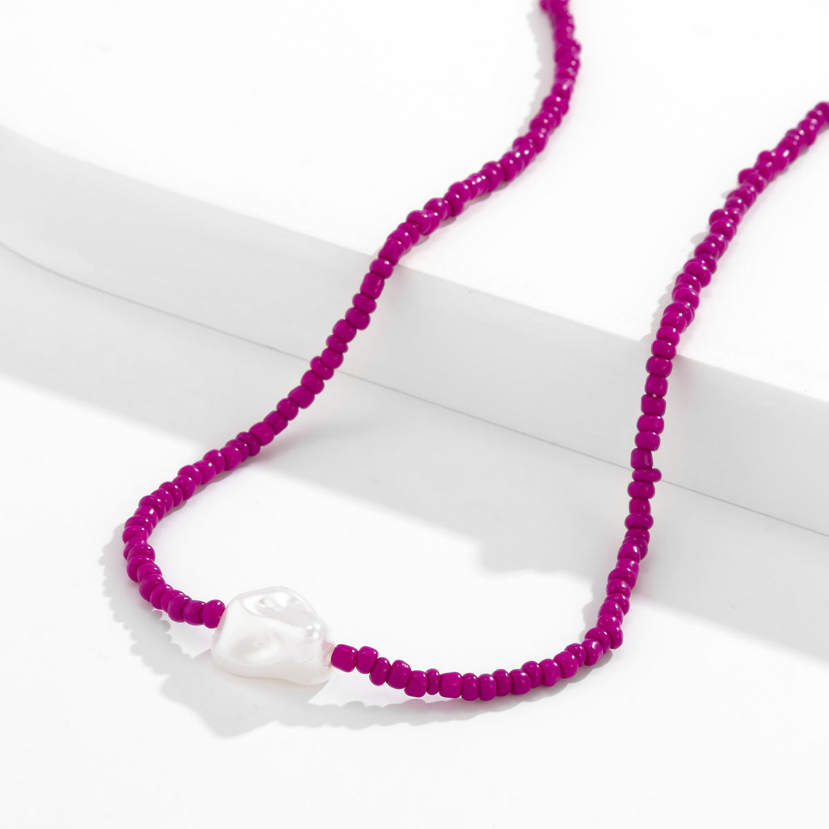 Jewelry Personality Shaped Imitation Pearl Beaded Necklace Simple Irregular Rice Holiday Bead Necklace Female