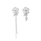 White camellia asymmetric earrings ins simple micro-inlaid zircon long tassel earrings flower earrings
