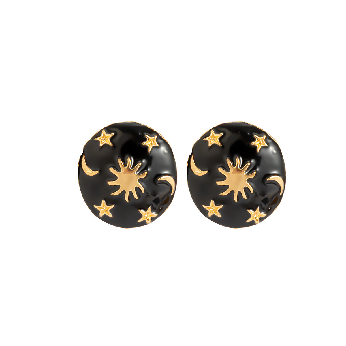 Jewelry creative star and moon round dripping oil Christmas earrings retro square micro-inlaid imitation pearl earrings