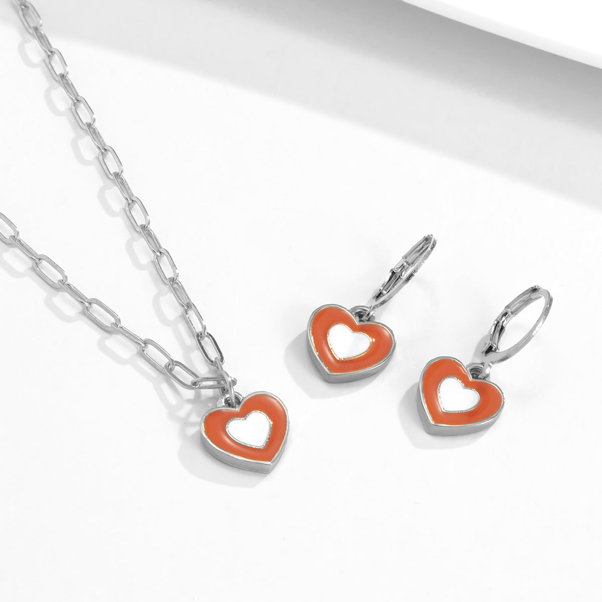 Jewelry Painting Nectarine Heart Metal Cross Chain Necklace Simple Temperament Clavicle Pastoral Necklace Female