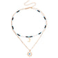 Jewelry bohemian mix and match color rice bead crescent moon devil's eye pendant necklace female
