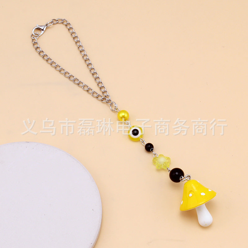 Fashion cartoon resin color small mushroom creative key chain men and women car bag key chain pendant