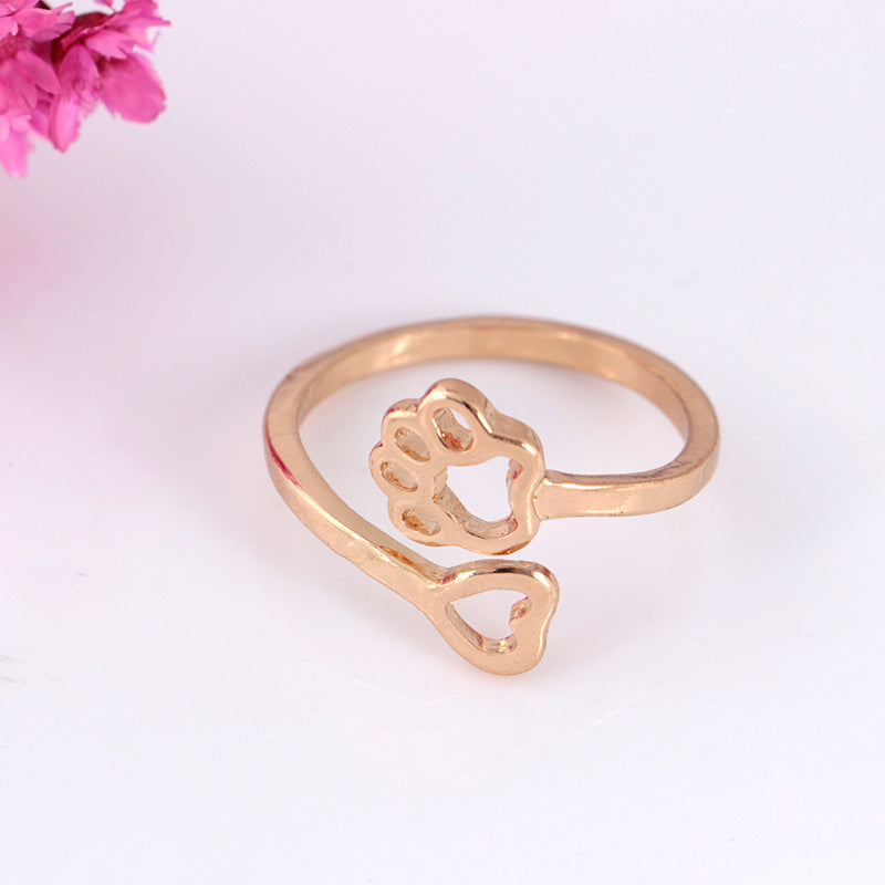 Cute Animal Open Ring Fashion Personality Exaggerated Puppy Cat Elephant Ring Creative Hand Jewelry