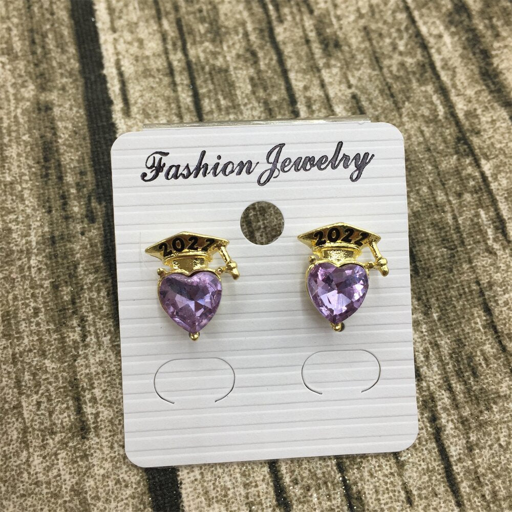 Doctor's hat love crystal earrings graduation season commemorative ear ornaments fresh and lovely multi-color optional
