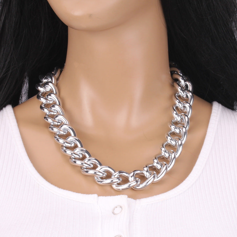 in indifferent niche design aluminum chain collarbone chain female trend fashion temperament stacked hip-hop necklace