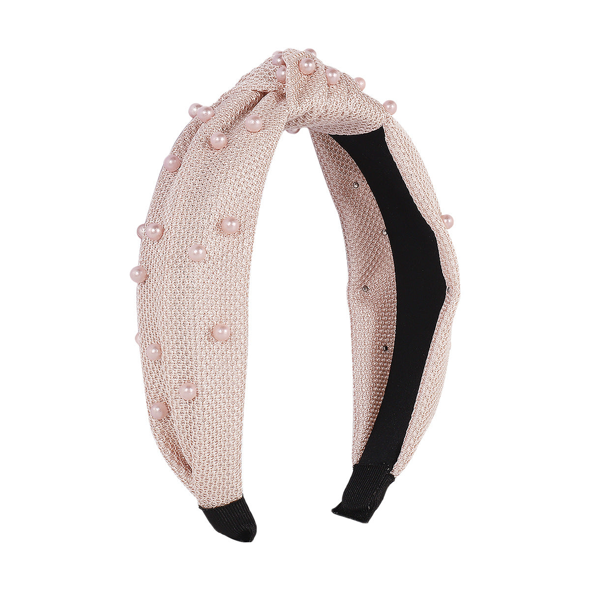 F4172 pure color sweet headband pearl knotted headband small fresh mesh lattice fabric headband