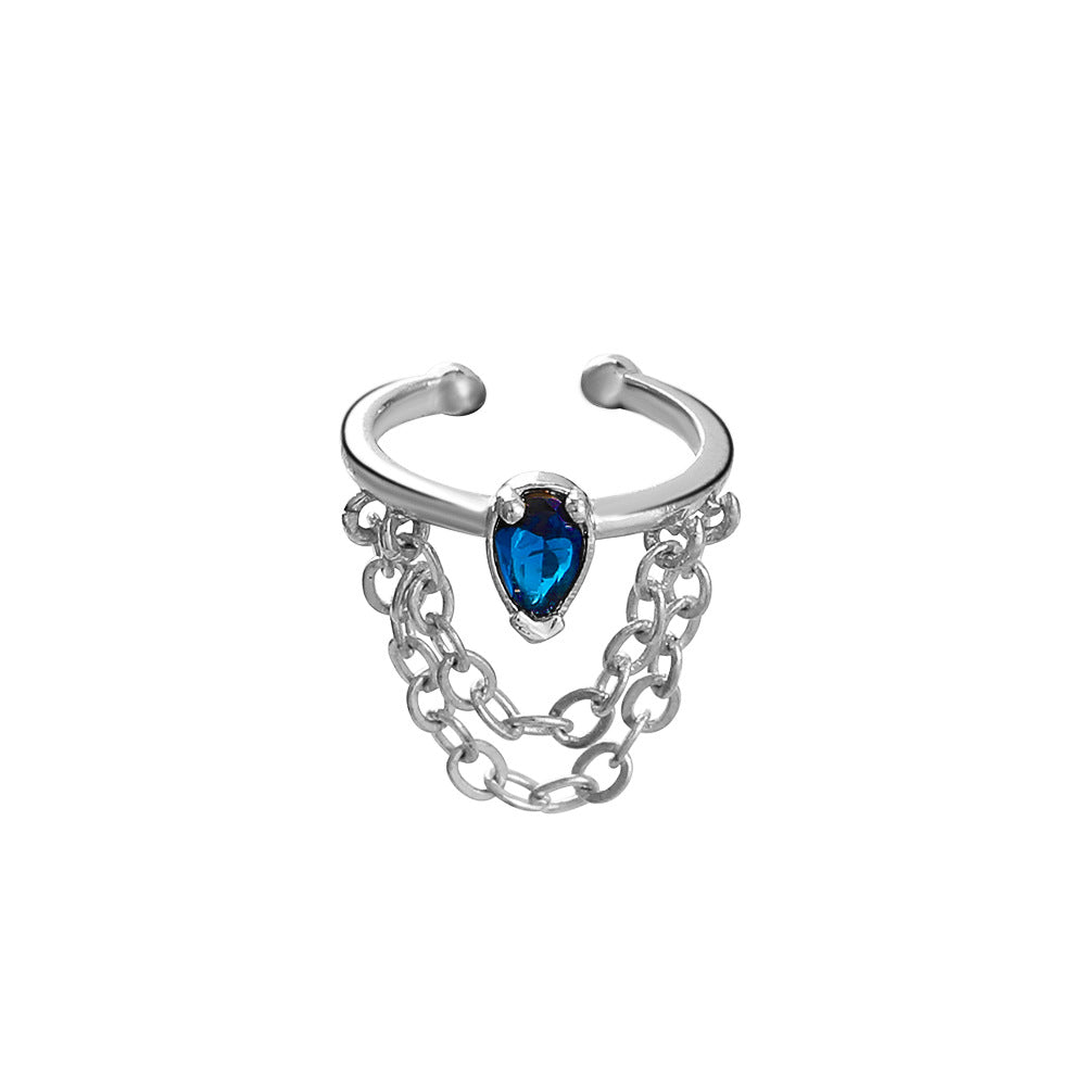 Dongdaemun no ear hole chain ear clip personality copper inlaid zircon C-shaped ear bone clip integrated ins cold