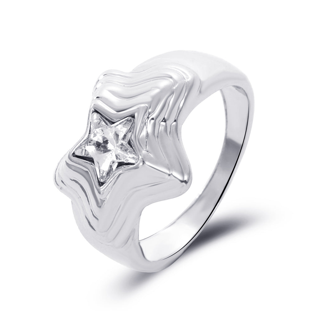 Ins fashion simple love flower ring personality cute metal geometric fun index finger ring