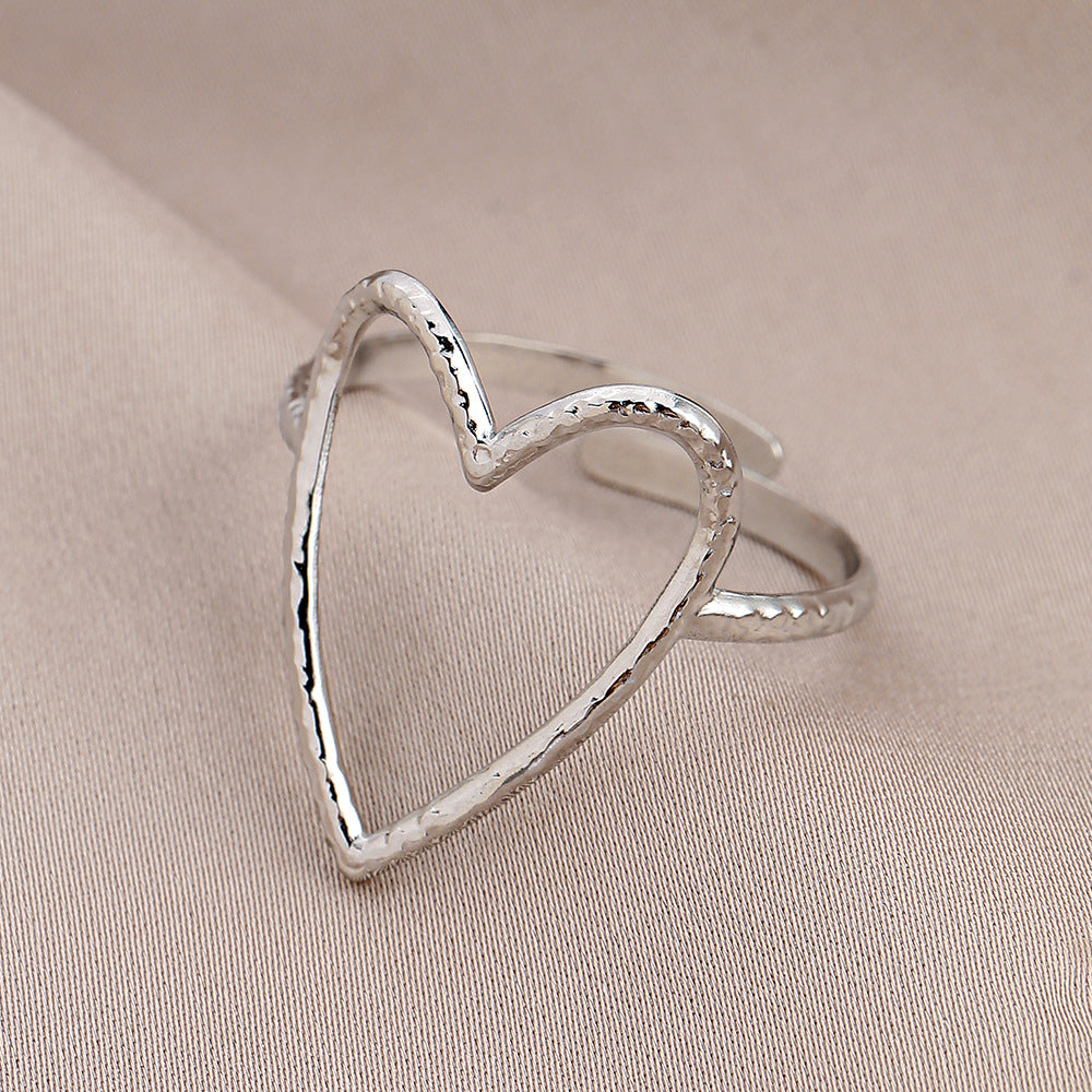 Personality adjustable stainless steel open ring simple feather leaf titanium steel ring jewelry female