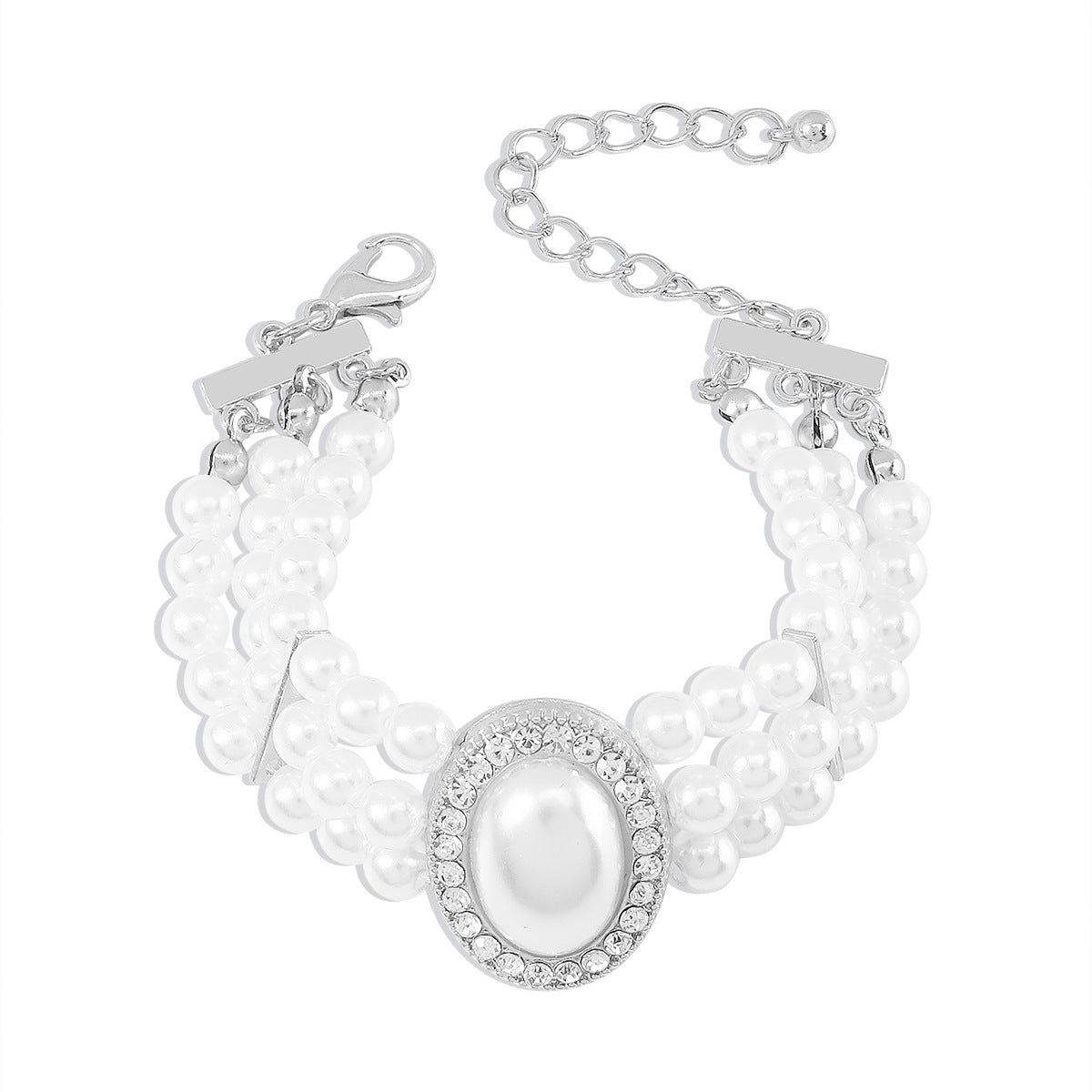 B1993 Xiaoxiang Elegant Rich Temperament Elegant Bracelet Imitation Pearl Rhinestone Resin Beaded Cold Jewelry