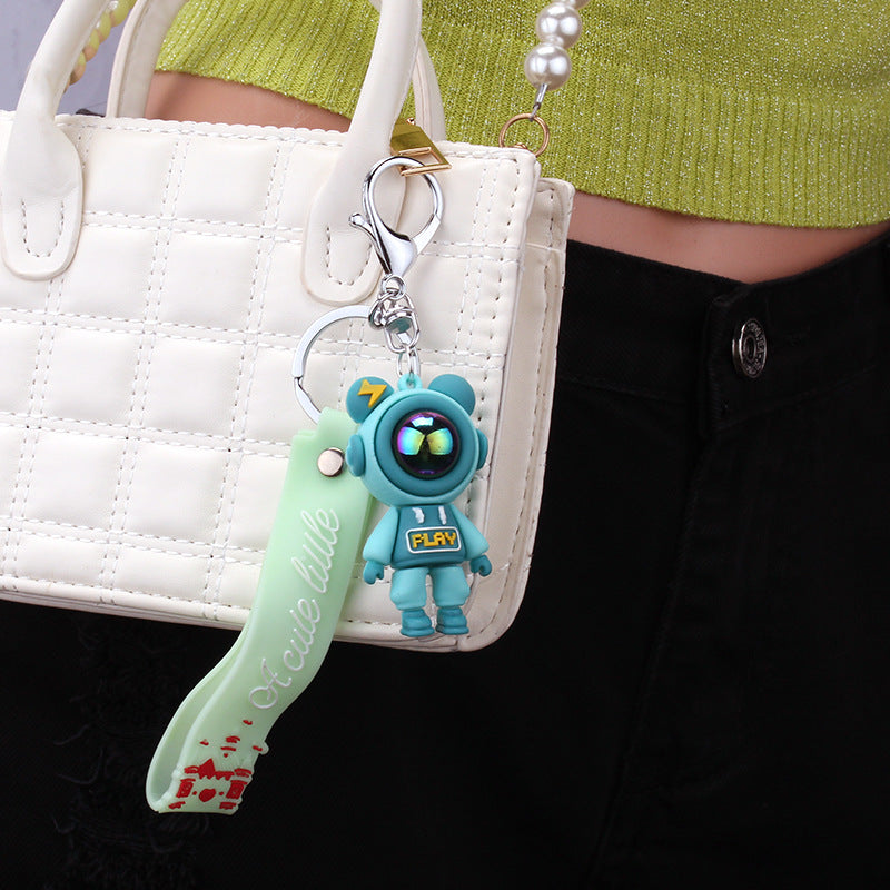 Cute lightning bear key pendant couple bag pendant key chain ins cartoon doll soft pottery key chain