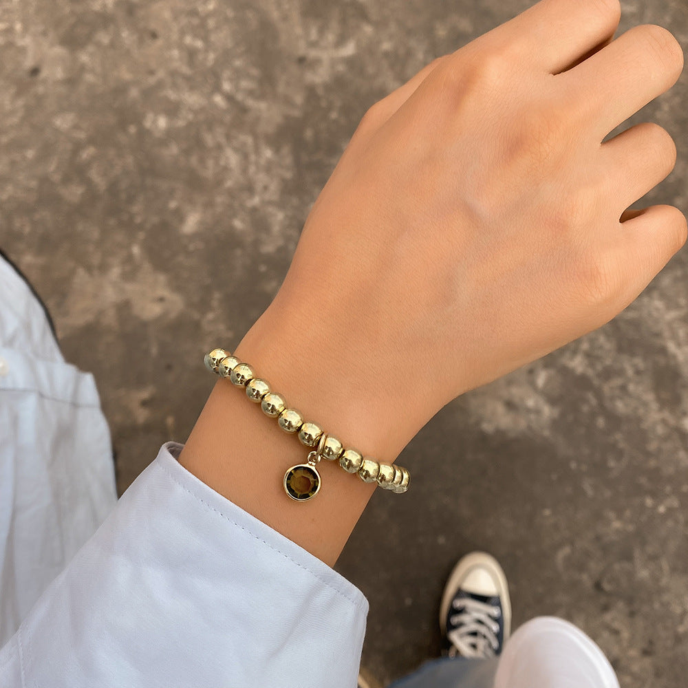 B1585 Hand Decoration Simple Beaded Elastic Geometric Bracelet Rhinestone Small Fresh Girly Bracelet