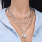Personality multi-layer moon portrait pendant collarbone chain personality all-match necklace female