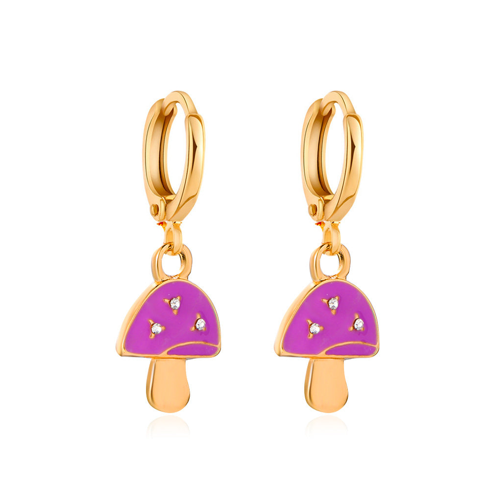 Ins cute drop earrings colorful alien flowers mushroom gossip earrings simple earrings