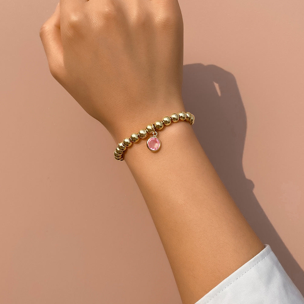 B1585 Hand Decoration Simple Beaded Elastic Geometric Bracelet Rhinestone Small Fresh Girly Bracelet