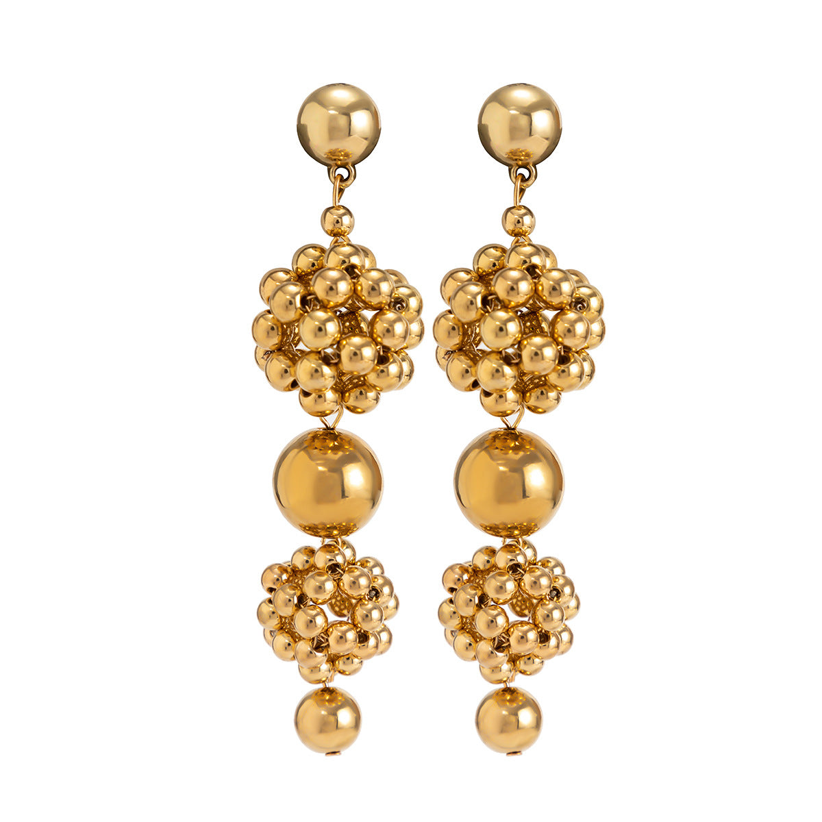 Jewelry Temperament Retro Xiaoxiang Imitation Pearl Earrings Niche Design Beaded Metal Earrings