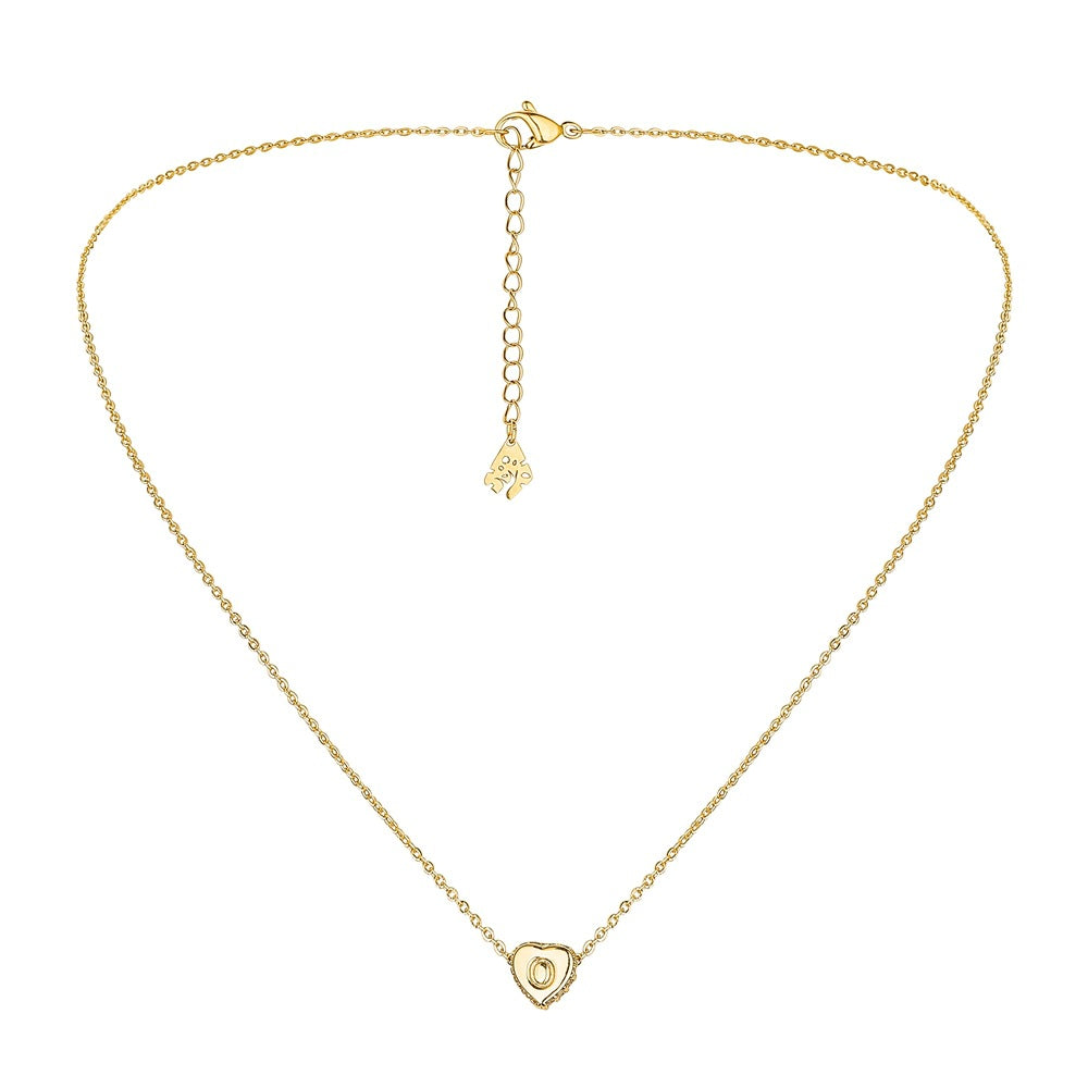 Fashion full of diamond love letter small necklace diamond personality simple temperament elegant trend clavicle chain