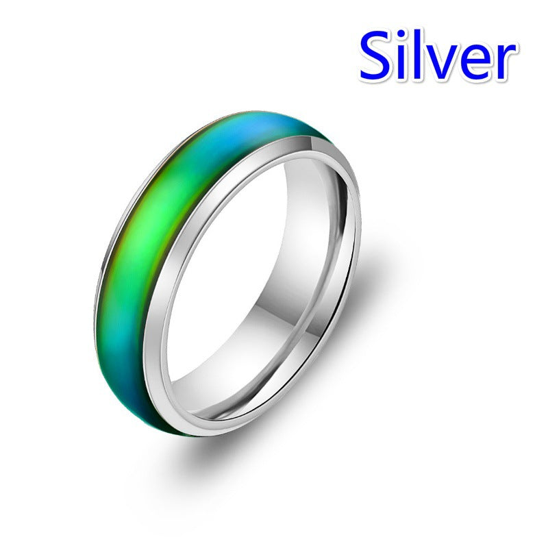 Explosive Style Temperature Sensitive Color Changing Stainless Steel Ring Couple Ring Jewelry Love Fashion Jewelry