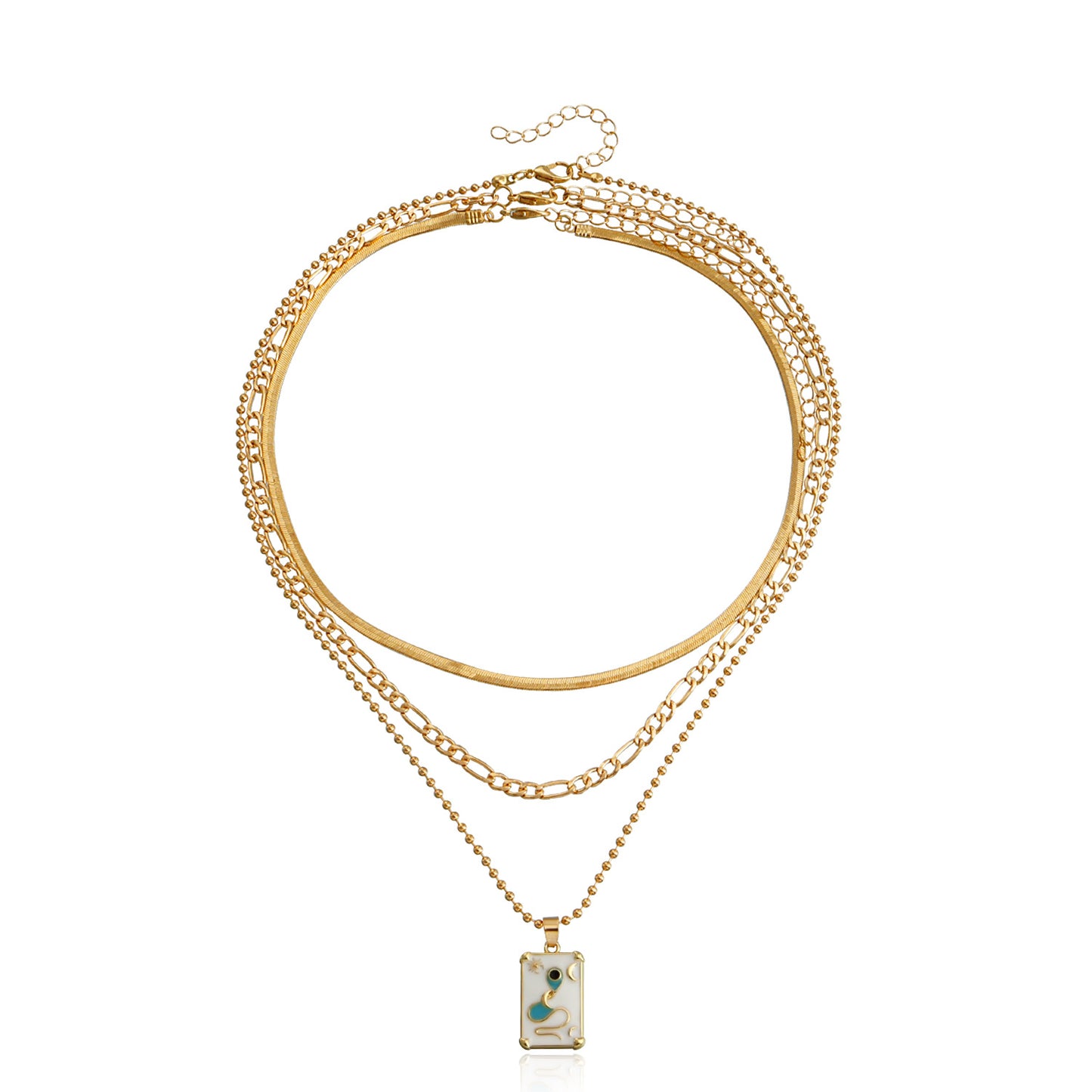 Jewelry tide color multi-layer mini snake square pendant necklace female choker