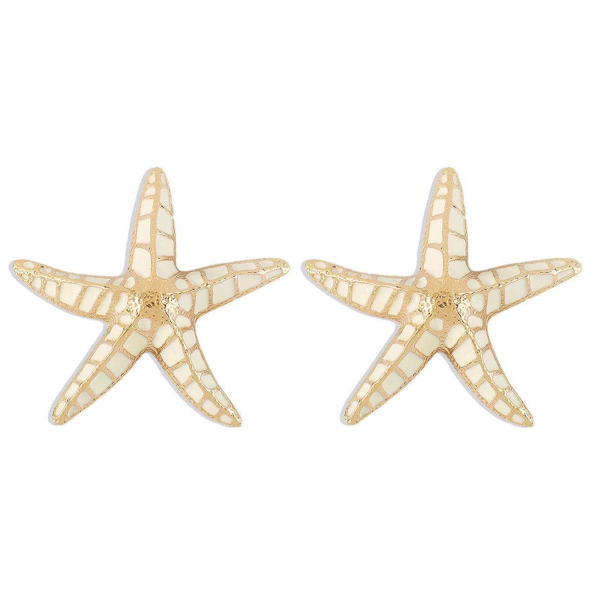 E1841 Jewelry Geometry Heavy Industry Alloy Drip Oil Earrings Starfish Beach Vacation Earrings Female