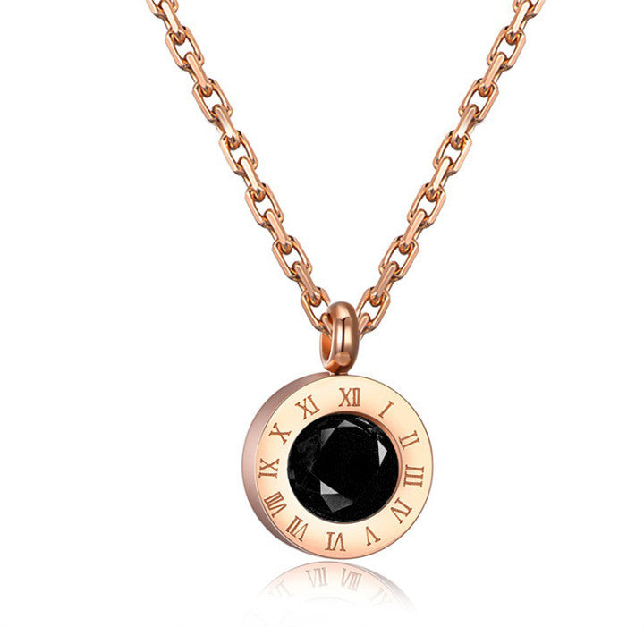 ins Roman numeral color diamond necklace fashion personality temperament net red clavicle chain simple jewelry female