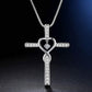 Fashion Cross Religious Belief Inlaid Zircon Pendant Necklace Heart Shape Necklace Jewelry