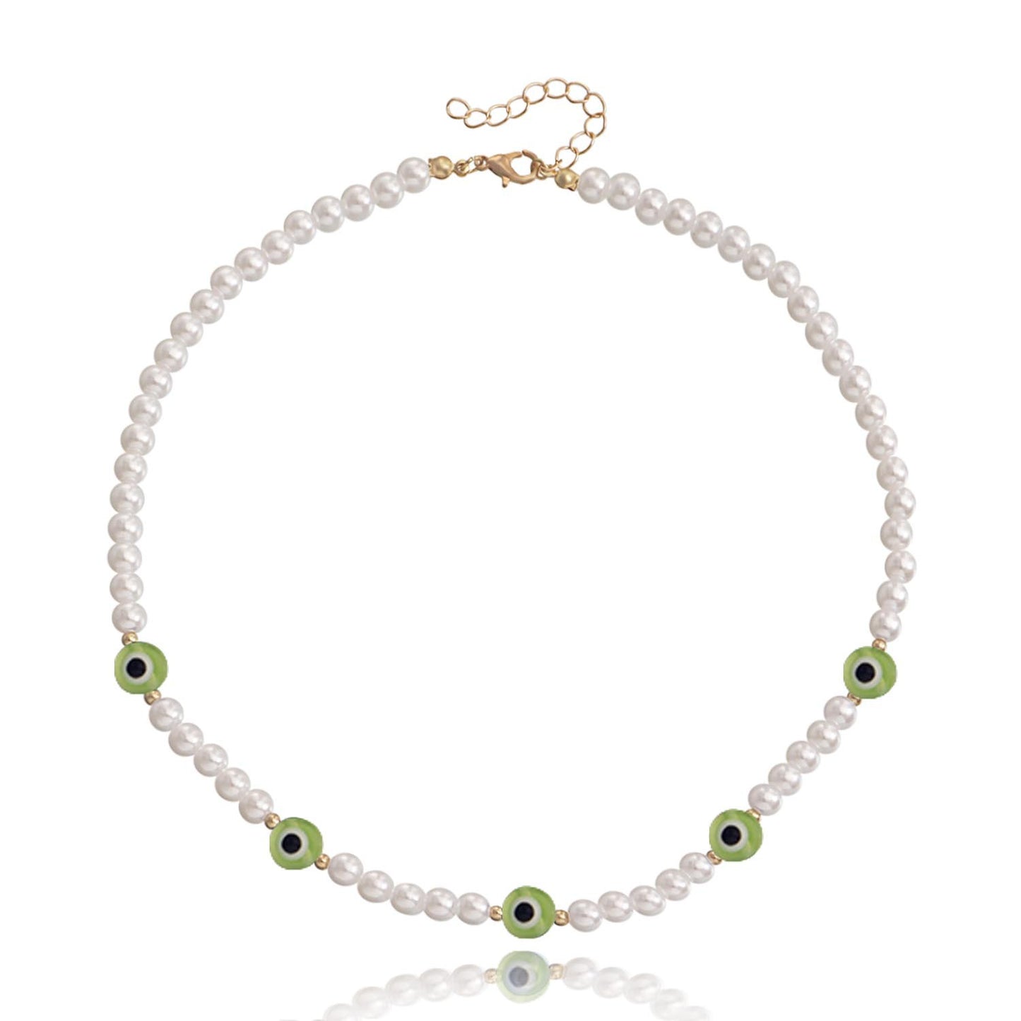 Jewelry Simple Acrylic Devil's Eye Stitching Clavicle Chain Retro Imitation Pearl Beaded Necklace