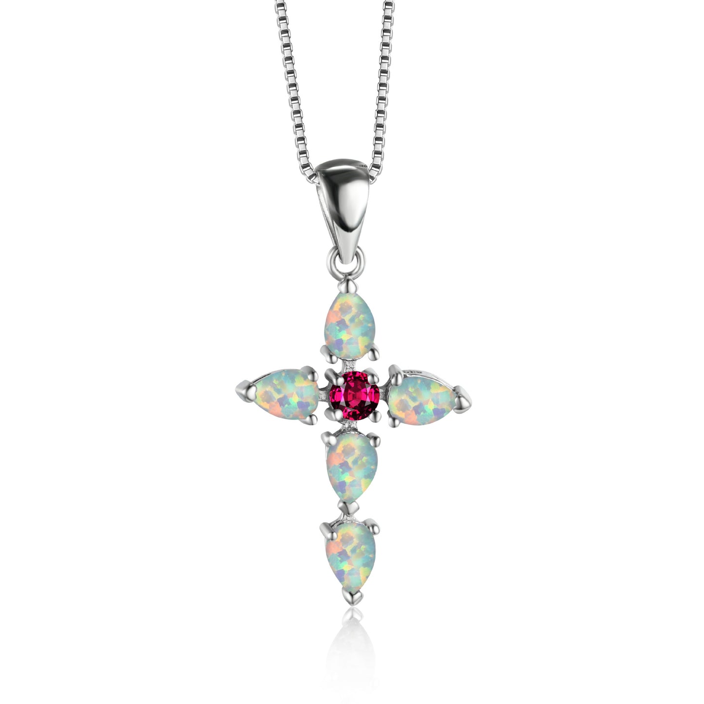 Explosive cross pendant necklace women's summer collarbone chain opal jewelry with diamond head jewelry