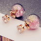 Fashion Glass Ball Broken Diamond Dried Flower Stud Earrings Taobao Double-sided Spherical Earrings Jewelry