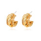 Ins geometric C-shaped hoop earrings female retro exaggerated personality metal braided earrings punk hip-hop earrings