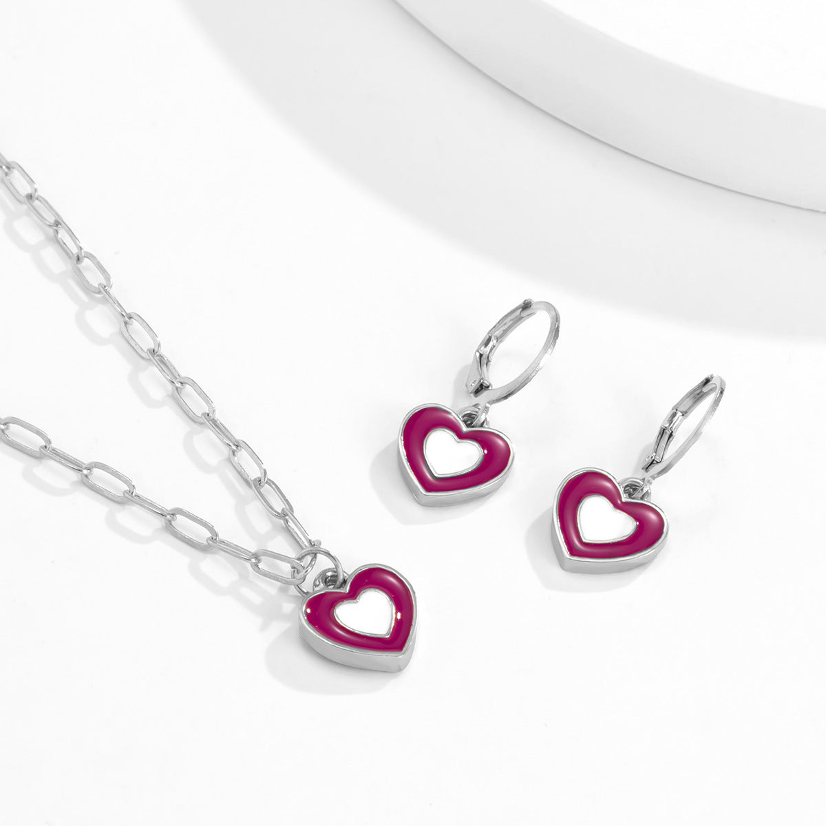 Jewelry Painting Nectarine Heart Metal Cross Chain Necklace Simple Temperament Clavicle Pastoral Necklace Female