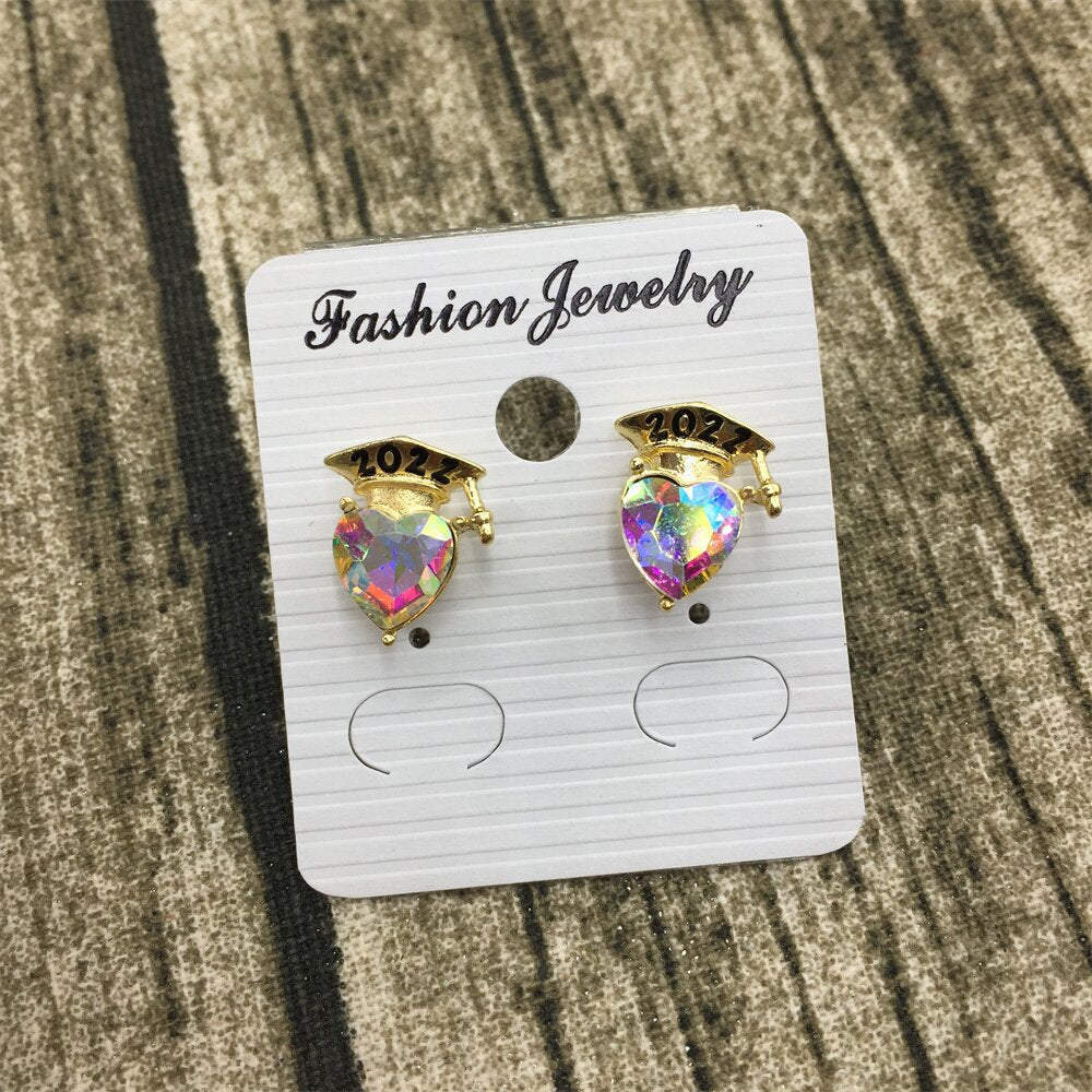 Doctor's hat love crystal earrings graduation season commemorative ear ornaments fresh and lovely multi-color optional