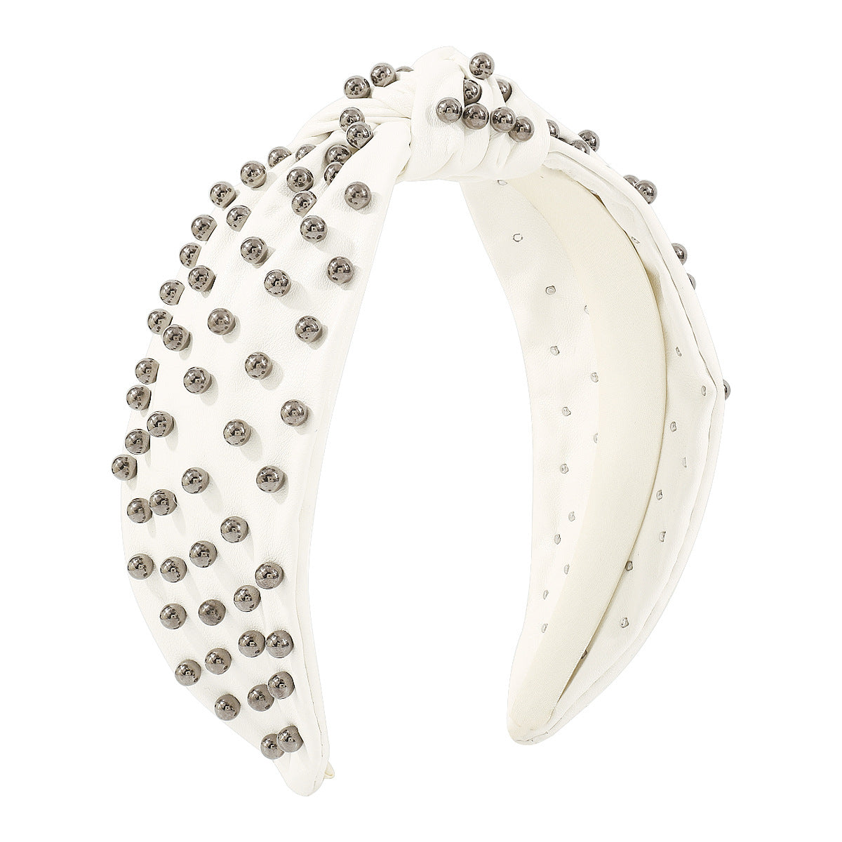 F494 fashion knotted leather beaded hair hoop female CCB personality wide-brimmed sweet going out pressing hair hoop