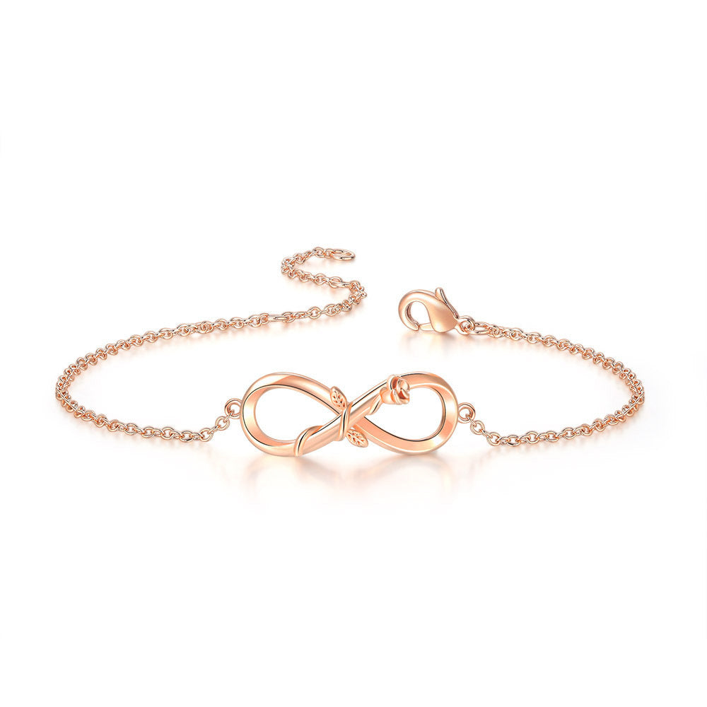 Fashion Color Separation Plating Rose Necklace 8 Character Infinity Bracelet Female Jewelry Set