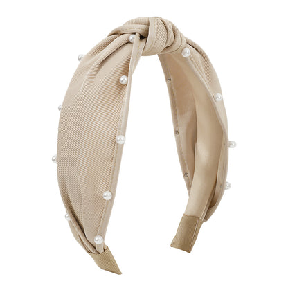 F486 fashion small fragrant nail beads pure color girl hair hoop age-reducing sweet geometric wide-brimmed knotted head hoop