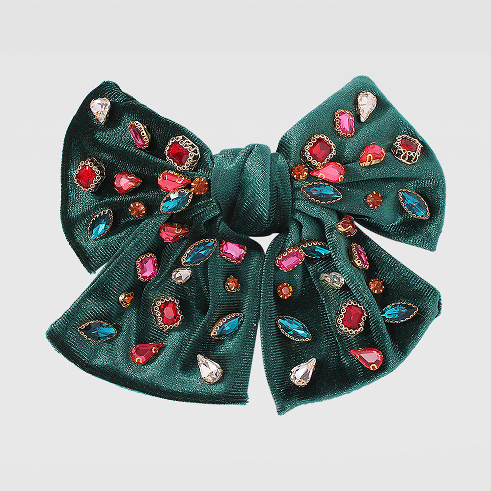 F2786 Creative Bowknot Hairpin Female Baroque Diamond Corduroy Hairpin Mori Girls Hair Accessories