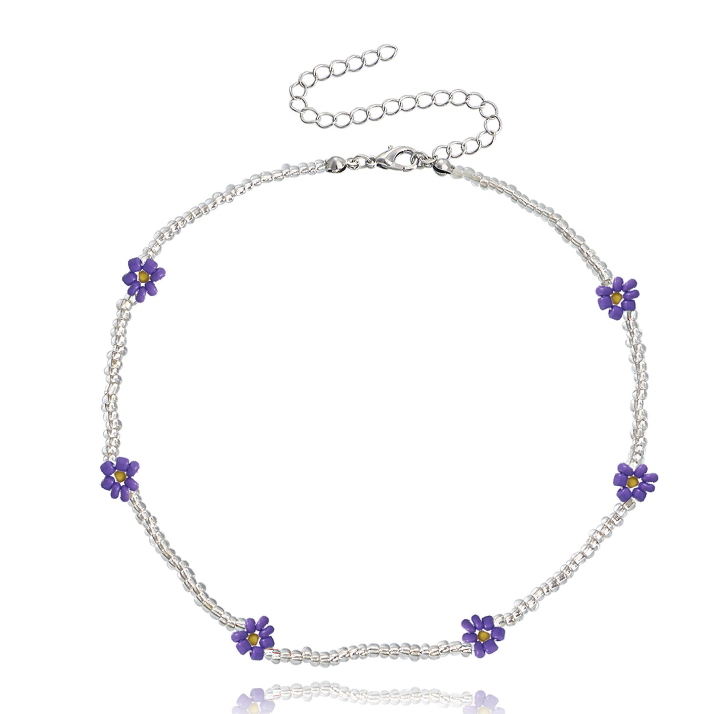 Necklace Jewelry Bohemian Transparent White Rice Beads Colorful Daisy Flower Necklace Necklace Female Niche Design