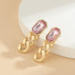 Jewelry temperament simple color imitation gemstone earrings female retro personality metal chain earrings