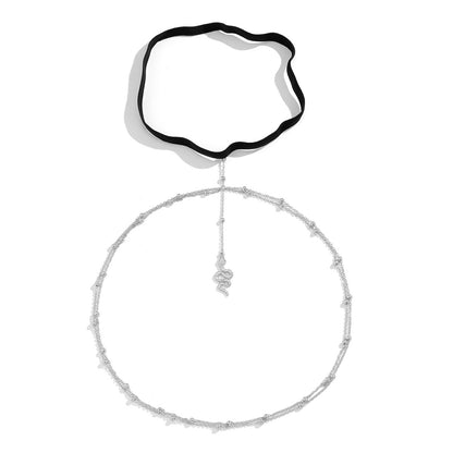 Jewelry Metal Snake Pendant Tassel Thigh Chain Sexy Stretch Double Layer Ball Chain Body Chain