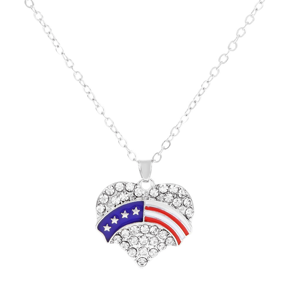 Ins American Independent Column Necklace Set Fashion Simple Diamond Wings Love Pendant Clavicle Chain