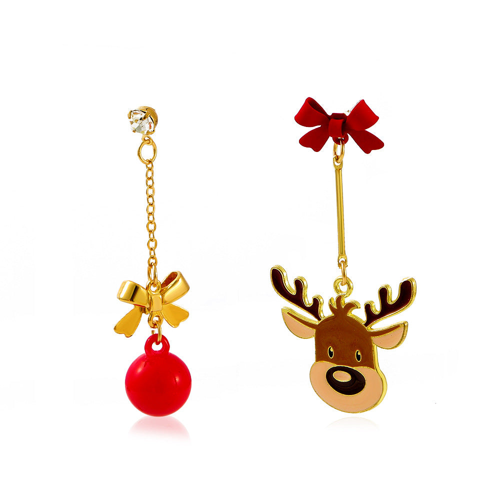 Christmas cartoon dripping oil earrings creative cute snowflake bells Christmas hat earrings earrings ornaments