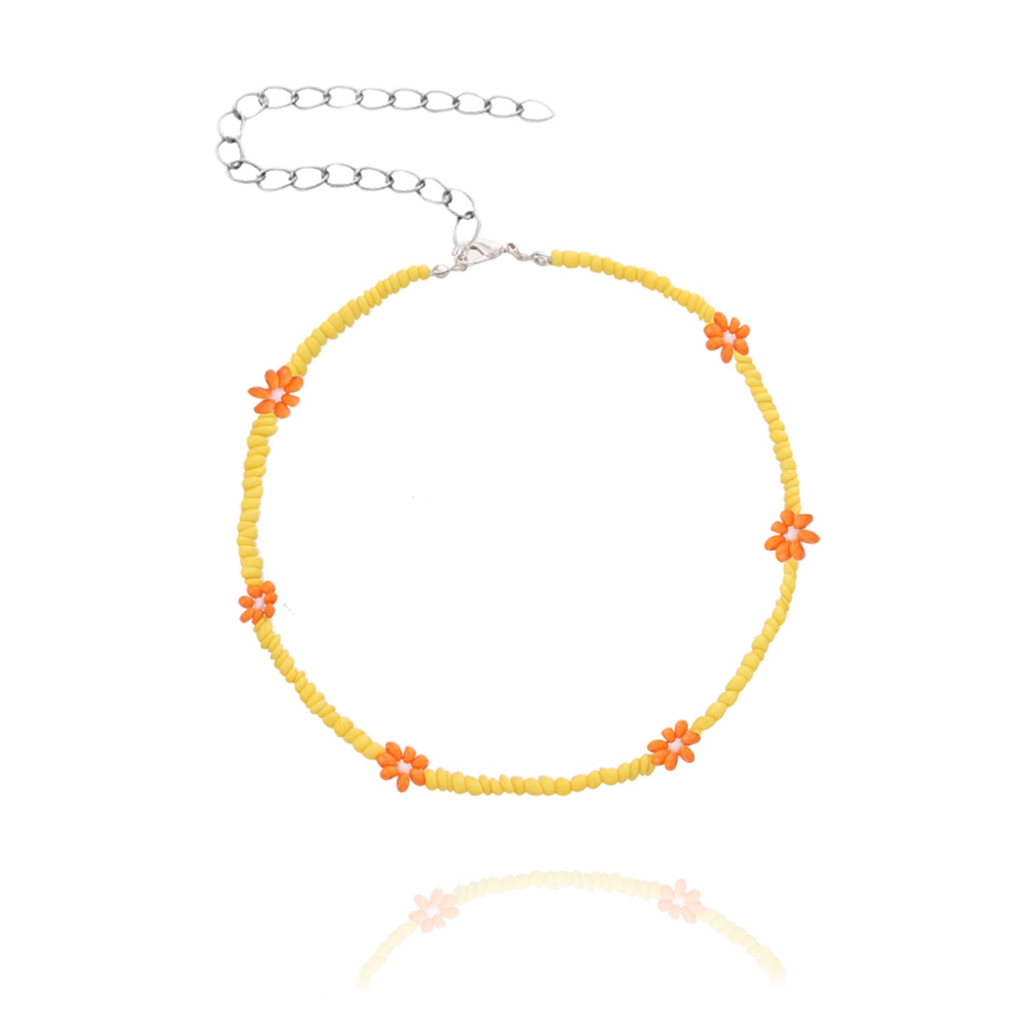 Jewelry Rice Bead Flower Necklace Women's Fashionable Temperament Adjustable Necklace