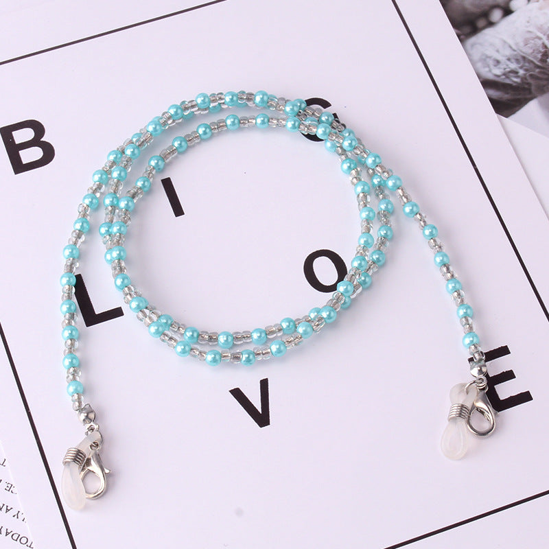Popular Jewelry Black and White Pearl Non-slip Anti-lost Glasses Chain Mask Lanyard