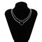 Jewelry simple claw chain rhinestone geometric necklace creative heart-shaped splicing chain double layer necklace female