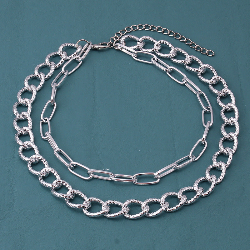 Jewelry Hip Hop Punk Metal Chain Necklace Female Fashion Street Shot Trendy Geometric Clavicle Necklace