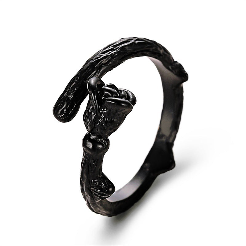 Retro Geometric Cat Claw Ring Metal Black Winding Animal Ring Fashion Creative Open Hand Jewelry Female